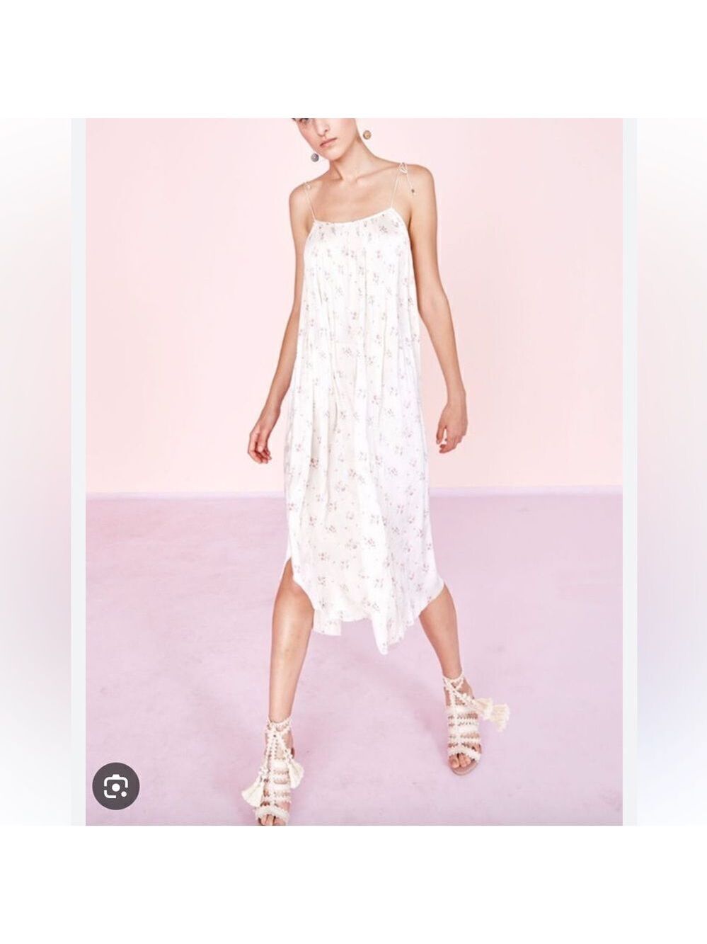 NEW Ulla Johnson Mille Pleated Midi Dress Floral Satin Size 10